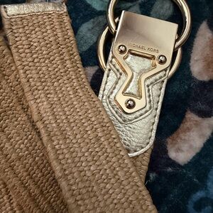 Michael Kors Tan Woven Belt with Gold Buckle